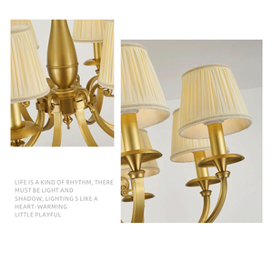 Lampadario di illuminazione del ristorante del paese americano VH, design semplice del corpo lampada in rame, lampadario in tessuto <span class=keywords><strong>da</strong></span> <span class=keywords><strong>camera</strong></span> <span class=keywords><strong>da</strong></span> <span class=keywords><strong>letto</strong></span> - Product Image 4