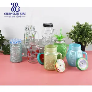 Arte Creativo Único Sur América Latina Estilo 500ML Vidrio Jugo Mason Jar Ghost Face Bebida Botella Taza de vidrio Color personalizado