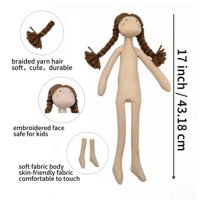 Poupée en coton personnalisée, cheveux en laine douce, visage brodé, membres longs, jouet cadeau pour enfants