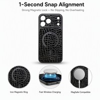 Étui de luxe en cuir PU texture croco pour iPhone 18 17 16 15 14 13 Pro Pro Max, antichoc magnétique avec protection de l'appareil photo