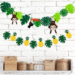 Guirnaldas de Hojas de Palma <span class=keywords><strong>para</strong></span> Fiestas Tropicales, Decoraciones <span class=keywords><strong>para</strong></span> Fiestas Hawaianas Luau, Banderines Temáticos de Hojas Verdes de Fieltro <span class=keywords><strong>para</strong></span> Fiestas de Verano con Temática de Jungla - Product Image 2