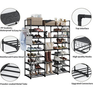 3 Row 9 Tier Tall Shoe Rack Organizer for Closet Entryway Adjustable Shoe <strong>Boot</strong> Storage Rack Shoe <strong>Stand</strong> for Bedroom Corner - Product Image 5