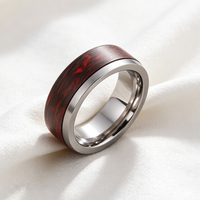 Bague de mariage en carbure de tungstène et fibre de carbone plaqué argent 8 mm, surface mate et coupe plate, pour hommes et femmes