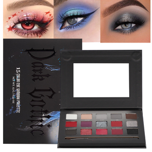 Palette Ombretti Gotici Scuri 15 Colori, Trucco Halloween, Opaco e Glitterato, Alta Pigmentazione, Vegano, Impermeabile, Professionale OEM - Product Image 1