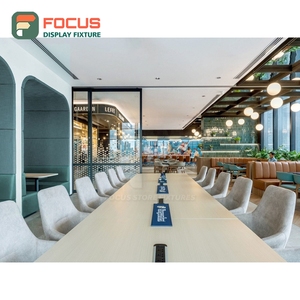 Mostrador de Servicio Contemporáneo para Cafetería con Acabado Laminado de Madera, Zona para Tapas de Vasos y Condimentos, Mostrador de Caja para Cafetería - Product Image 6