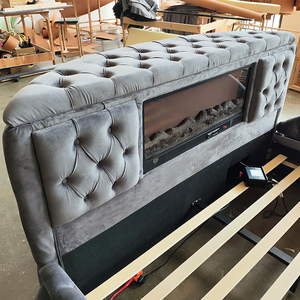 Modernes, kompaktes Design-Rundbett mit Queen/King-Size-Bett, Chesterfield-Stil, getuftet, weiches Schlafzimmermöbel mit TV-Halterung - Product Image 5