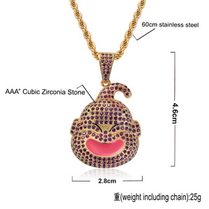 BESDZ0179 Dragon Ball Personnage Fat Buu Personnage principal Pendentif Avatar Collier tendance Marque Hip Hop Chaîne en corde entièrement sertie de zircon - Product Image 3