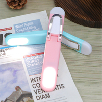 Nuevo diseño lindo 3 colores de luz LED USB recargable libro luz brillo ajustable marcapáginas luz de lectura en la cama