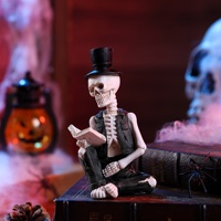Ornement de lecture créatif en forme de crâne d'Halloween, accessoire photo d'ambiance horrifique, pièce de décoration en résine synthétique pour enfants