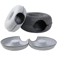 Lit pour chat rond XL très vendu, en feutre de haute qualité, motif uni, amovible, lavable, style moderne classique, boîte de couchage pour chats