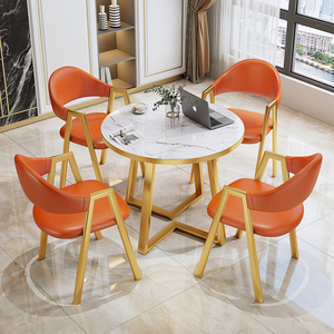 Tavolo Rotondo Moderno in Legno Massello con Sedie, Arredamento Commerciale per Ristoranti, Tavolo Piccolo per 2-4 Persone - Product Image 4