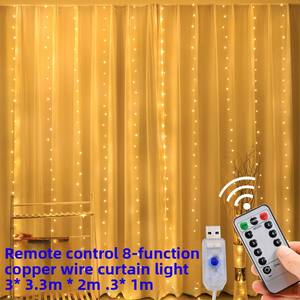 Guirlande lumineuse LED <span class=keywords><strong>Greenlantern</strong></span> 3x3 mètres, blanc chaud, étanche, fil de cuivre USB, télécommande, extérieur, Noël - Product Image 5