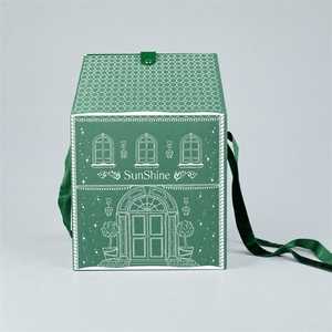 Boîtes d'emballage rigides carrées en papier kraft recyclé personnalisées pour la boulangerie et la restauration, avec fermeture magnétique, poignée et impression sérigraphique - Product Image 3
