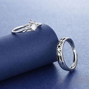 Anillo de Pareja de Princesa y Caballero, Anillo de Boda Romántico Ajustable con Diamantes, Anillo de Pareja para Mujer y Hombre, Regalo de Aniversario o San Valentín - Product Image 4