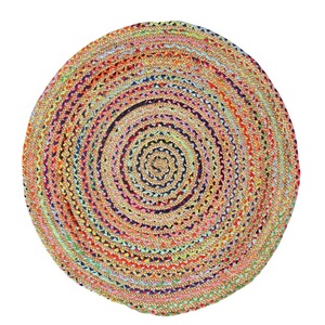 Nouveau tapis rond moderne réversible en jute naturelle tressé, couleur personnalisée, antidérapant, rembourré, motif à carreaux, revêtement de sol toutes saisons - Product Image 5
