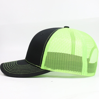 Casquettes de camionneur personnalisées à 6 panneaux, profil bas, en maille, couleur néon
