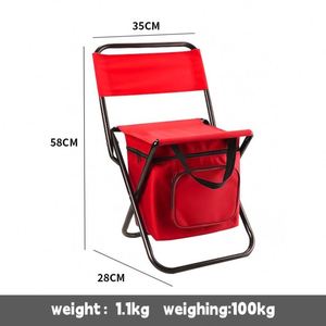 Tabouret pliant en tissu Oxford avec logo personnalisé imprimé, chaise portable pour la randonnée en plein air, siège de pique-nique avec sac isotherme - Product Image 4