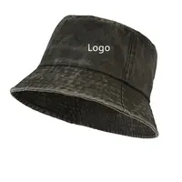 Vendita calda Unisex estate personalizzata 3D cappelli ricamati pianura Cowboy afflitto Vintage tesa larga Jean Denim sole pescatore cappelli a secchiello