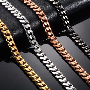 Collier massif en acier inoxydable pour homme, chaîne gourmette Miami Cuban, collier ras du cou pour femme, bijou de cou en métal style punk rock pour garçon, accessoire cadeau - Product Image 1