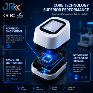 Lecteur de codes-barres 2D de bureau JR Hot Sales T97-BS noir, paiement mobile, filaire, 1D/2D, mains libres, omnidirectionnel, lecteur de codes QR - Product Image 4