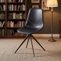 Chaise de salle à manger en cuir PU style Mid-Century Modern avec assise décorative matelassée, chaise d'appoint pour cuisine, salon, bistrot