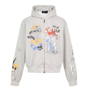 Felpa con cappuccio con cerniera a due vie retrò maglione con cappuccio da uomo e donna autunno oversize con cappuccio con stampa grafica personalizzata - Product Image 6