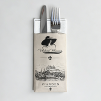 Sacs de rangement pour couverts en papier kraft écologique à impression personnalisée, pochette en papier pour couteau, fourchette, cuillère et serviette pour restaurant