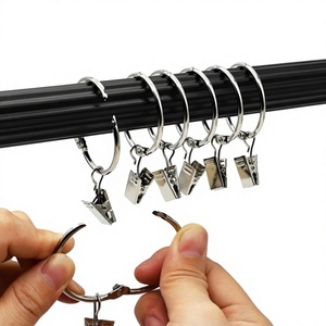 YIWANG Wholesale 1.2 Inches <b>Curtain</b> Rod Loose-Leaf Open <b>Curtain</b> <b>Ring</b> With Metal Clip - Product Image 1
