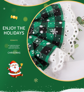 Christmas <strong>Plaid</strong> Pet <strong>Bandana</strong> with Bells &amp; Lace - Cute Holiday Scarf Outfit for Small Dogs &amp; Cats Winter Party Photo Props - Product Image 5