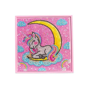 Diy Crafts Children Diamond Painting Lovely Smiling Moon Pony With Frame Diamond Picture Home Tabletop Wall Decor Art
