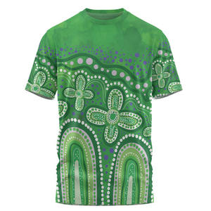 Nuovo arrivo personalizzato verde Australia t-shirt aborigena per gli uomini Dot pittura illustrazione commemorazione culturale usura - Product Image 1