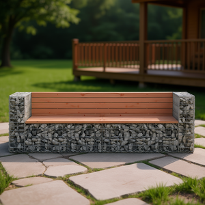 <b>Large</b> Garden Bench Solid Douglas Fir Wood Galvanized Steel <b>Frame</b> Outdoor Patio Furniture Modern Industrial Design 4-Seater - Product Image 3