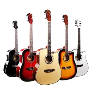 फैक्टरी सर्वश्रेष्ठ संगीत अभ्यास 6 स्टील स्ट्रिंग Guitare साधन 40 41 इंच बिजली ध्वनिक गिटार शुरुआत के लिए सस्ती कीमत के साथ
