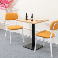 Table de restaurant OEM en stratifié HPL avec base en acier durable, disponible en différentes tailles et couleurs pour café, cantine, hôtel