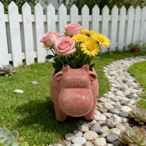 Ensemble de pots en céramique côtelés avec des succulentes artificielles colorées - Décoration intérieure/extérieure - Product Image 3