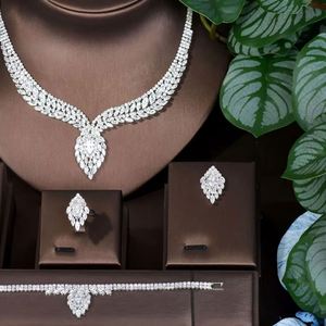 HIBRIDE, conjuntos de joyería exquisitos para mujer, accesorios de joyería para fiesta de boda, pendientes y collar de tuerca de circonita cúbica AAA, regalos, 2017 - Product Image 3