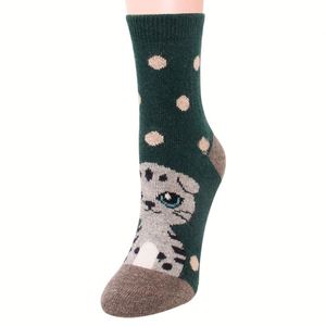 Nouvelles chaussettes en laine épaisses et confortables à rayures horizontales, motif jacquard chat de dessin animé, chaudes pour <span class=keywords><strong>femme</strong></span>, bout rond - Product Image 4