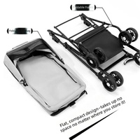 Poussette pour animaux de compagnie pliable et portable de luxe, légère, en acier carbone écologique, 4,5 kg, avec poignée rotative à 360° et réglable, pour l'extérieur