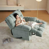 Nouvelle arrivée, fauteuil inclinable électrique moderne en tissu blanc, rembourré et confortable, avec structure en bois pivotante
