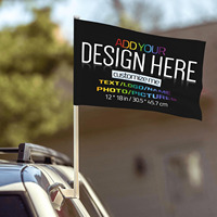 Drapeau de voiture suspendu de qualité supérieure 12x18 pouces avec mât en plastique pour publicité, en polyester imprimé numérique imperméable, taille personnalisée disponible