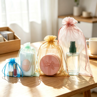 Sacs cadeaux en organza imprimés sur mesure avec cordon de serrage, pochettes en maille transparente pour bijoux, cosmétiques, petits cadeaux de fête, rangement