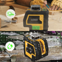 Livella Laser Rotante Automatica a 360 Gradi con 12 Linee Verdi, Struttura Orizzontale e Verticale, Set con Batteria al Litio