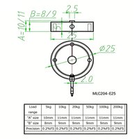 Capteur de force miniature à bouton rond MLC204E25 pour robot, cellule de pesée 100 kg, précision 0,2 %, fixation par vis