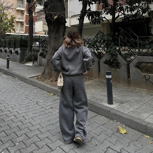 Custom Sweatpants <b>Set</b> Women Jogging Wear Fleece Material Embroidery Logo Casual <b>Loungewear</b> - Product Image 2
