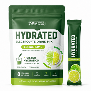 OEM 16 Sachets de poudre de boisson électrolytique en stick, supplément multivitaminé et minéral, gestion de l'énergie, poudre d'hydratation faible en glucides - Product Image 1
