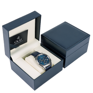 Boîte à montre de luxe individuelle en similicuir bleu foncé, boîte de protection pour homme en stock, boîte à montre marron foncé, étuis à montres - Product Image 4