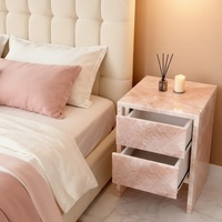 Table basse de luxe en onyx rose naturel, table de chevet pour chambre à coucher avec rangement, accepte la personnalisation, mobilier de salon