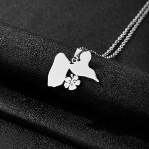 Collier simple et polyvalent en forme <span class=keywords><strong>de</strong></span> pétale <span class=keywords><strong>de</strong></span> l'île <span class=keywords><strong>de</strong></span> la <span class=keywords><strong>Guadeloupe</strong></span>, accessoire élégant en acier inoxydable pour couple unisexe - Product Image 4