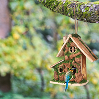 Maison de colibri maisons d'oiseaux rustiques maison pour animaux de compagnie personnalisée pour l'extérieur suspendu en bois pic cabane en bois coupe-vent naturel
