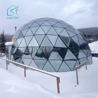 Dôme géodésique en verre transparent pour camping hivernal, type igloo, avec salle de bain, certifié CE, extensible, fixation par boulons, tailles 4m/5m/6m